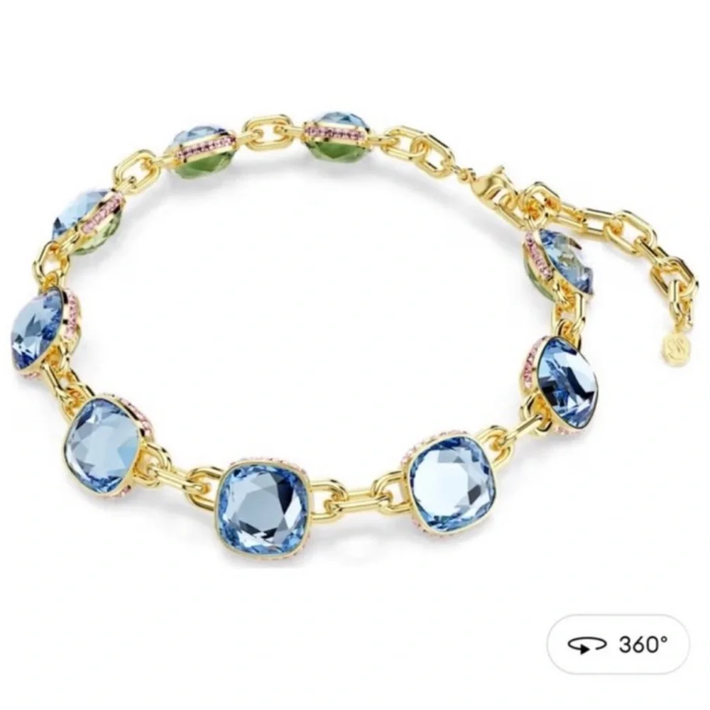 Swarovski Chroma Tennis Necklace - Blue and Gold - Picture 5 of 7